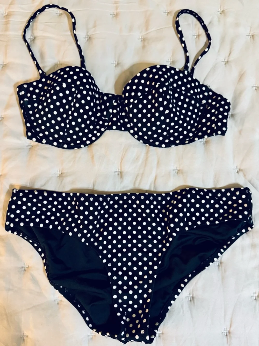 NWT J.Crew Polka Dot Bikini Top (34C)
